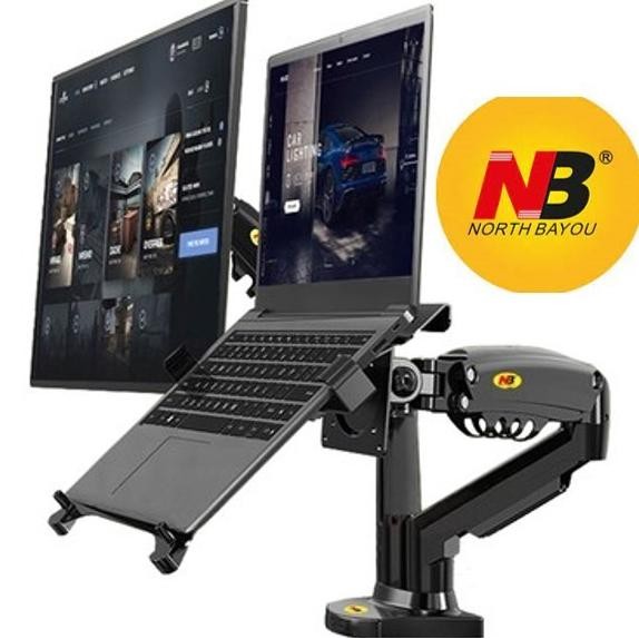BRACKET MONITOR MEJA DOUBLE ARM NBF160 DAN TRAY LAPTOP BREKET MONITOR
