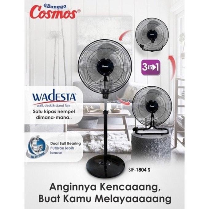 Original Cosmos 3 In 1 Stand Fan , Desk Fan , Wall Fan / Kipas Angin Sif-1804 S