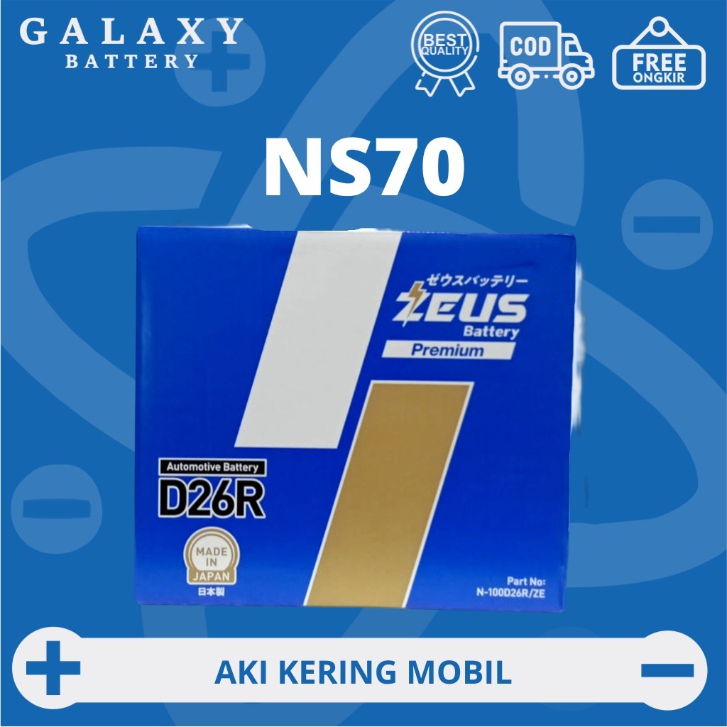 Aki Mobil Mitsubishi Kuda Bensin NS70 Zeus Premium Battery