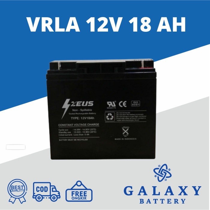 Aki Selis (Sepeda Listrik) + CCTV + Kursi Roda 12V 18Ah VRLA Zeus