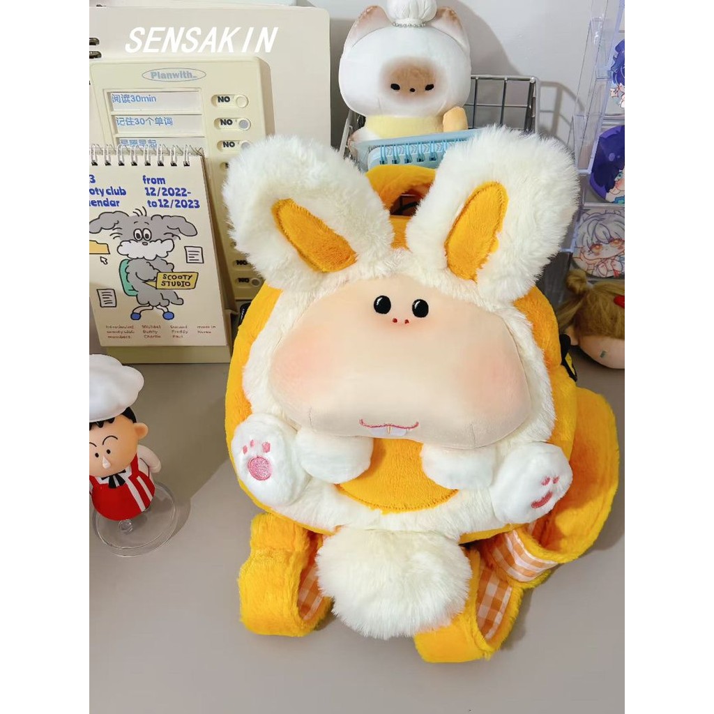 Tas Sekolah Motif Kartun Imut, Tas Ransel Apple, Tas Kelinci, Boneka Anime, Tas Sekolah Gaya Mori, L