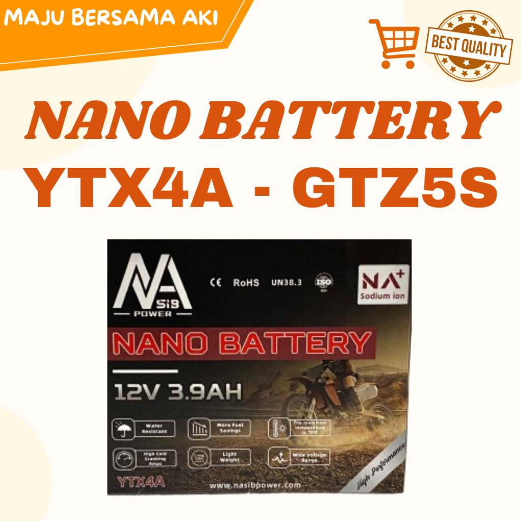 Aki Accu Motor Nano Battery Sodium Ion 12V 3.9Ah YTX4A GTZ5S