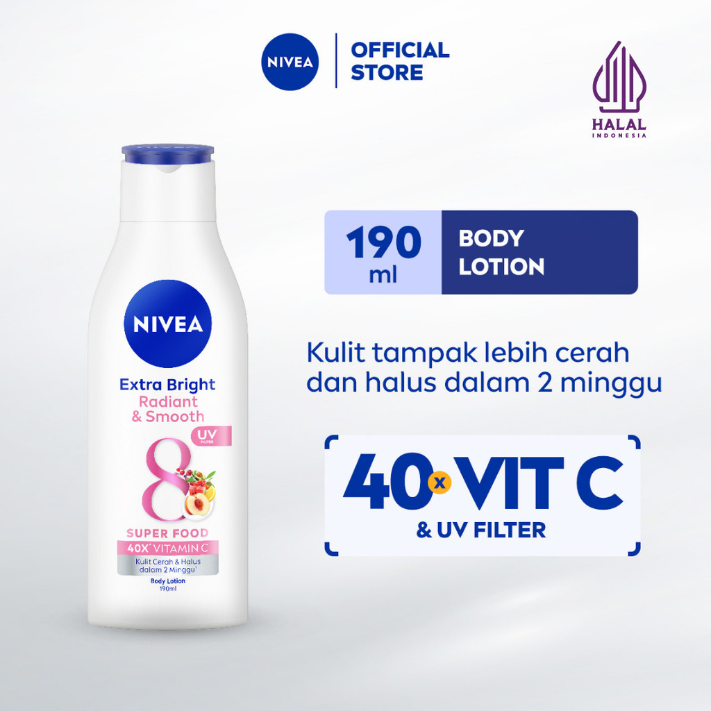 NIVEA Body Lotion Extra Bright Radiant & Smooth UV Filter 190ml - Hand body lotion moisturizer mence
