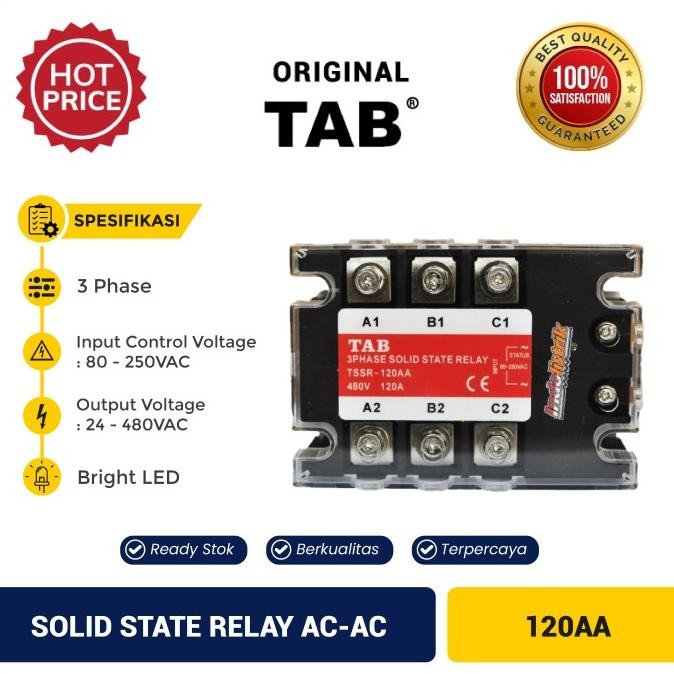Solid State Relay 3 Phase Ac-Ac 120A Tab - 3 Phase Ac-Ac 120 Ampere New Stok