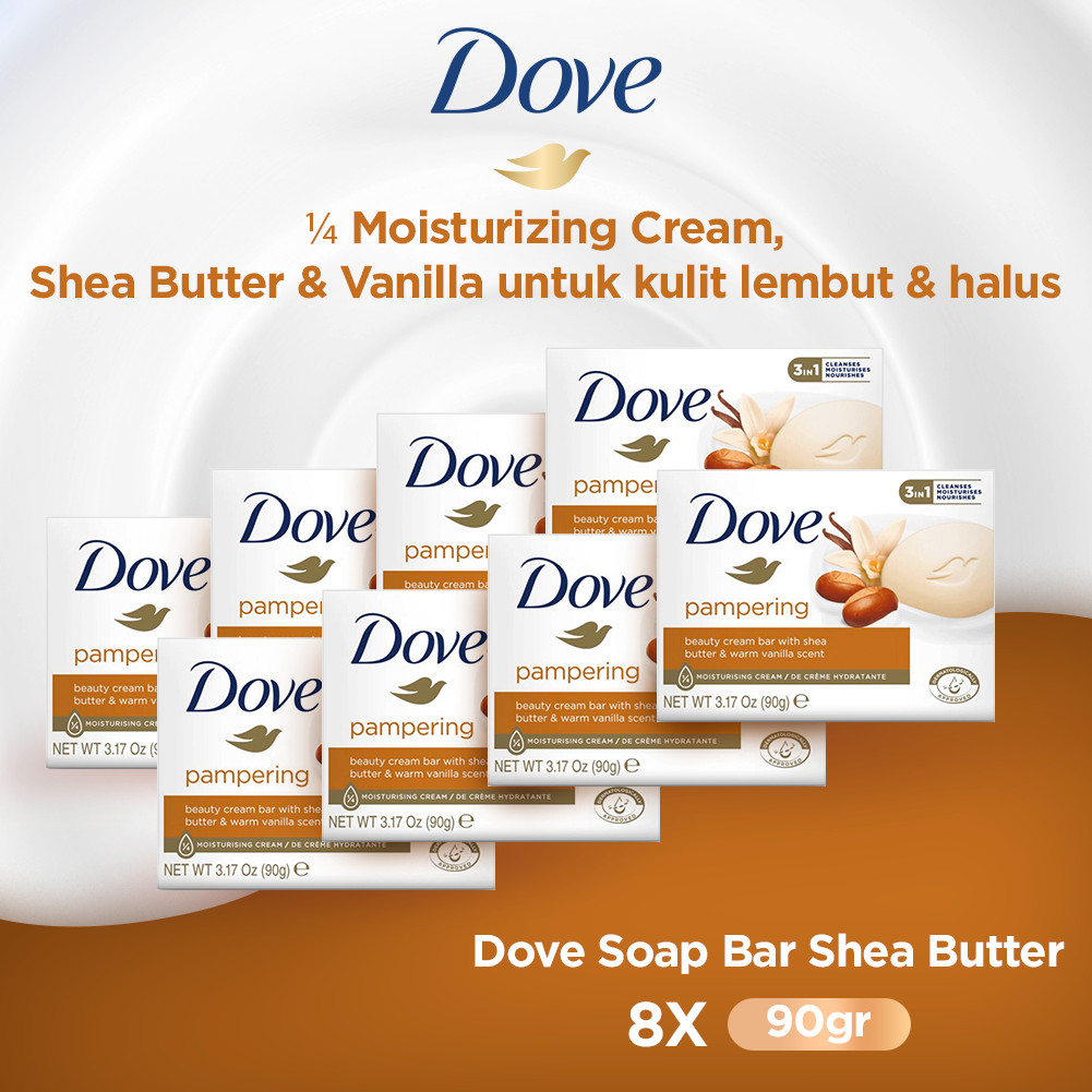 Dove Beauty Bar Soap SHEA BUTTER 90gr MULTIPACK (Isi 8) - Dove Sabun Mandi Batang
