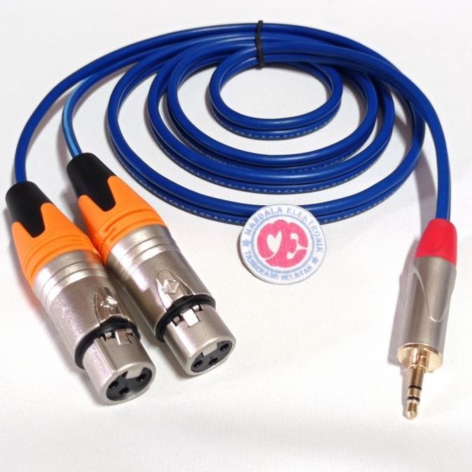 jack cabang audio 3.5mm stereo to 2 xlr canon female 3pin 2meter