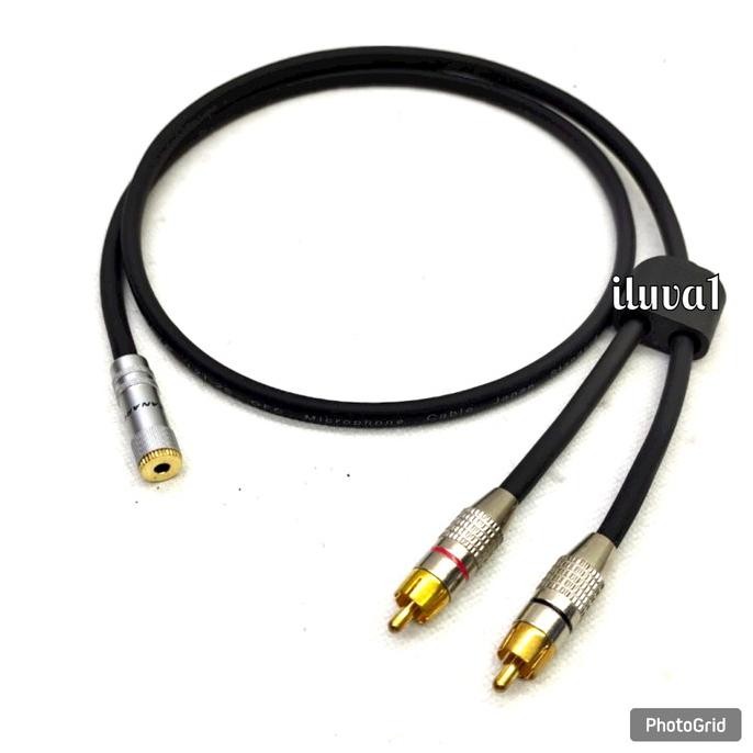 Kabel audio 1mtr 3.5 Female to RCA 2 male / kabel audio Jack