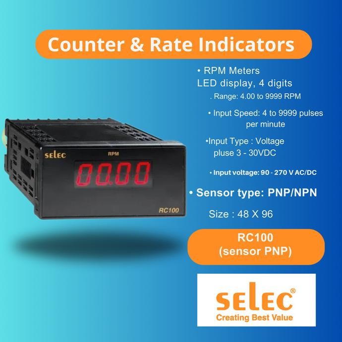 Rpm Meter Selec Rc100 ( Sensor Pnp ) Digital Rpm Meter Co