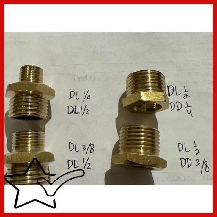 [SMM] VERLOP RING 1/2" X 1/4" KUNINGAN VERLOP RING 1/2" X 3/8" DOUBLE NEPEL