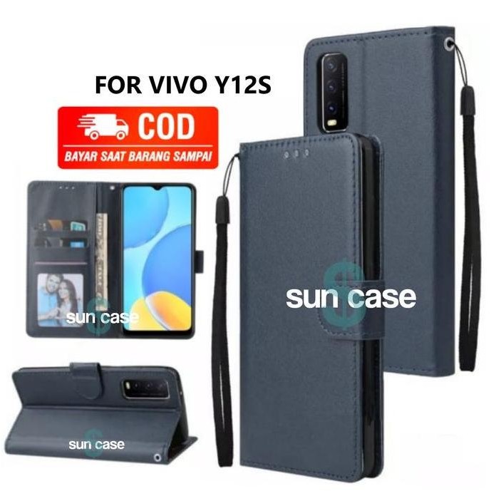 SIAP KIRIM CASE VIVO Y12S MODEL FLIP BUKA TUTUP CASING STANDING ADA TEMPAT FOTO DAN KARTU JUGA TALI 