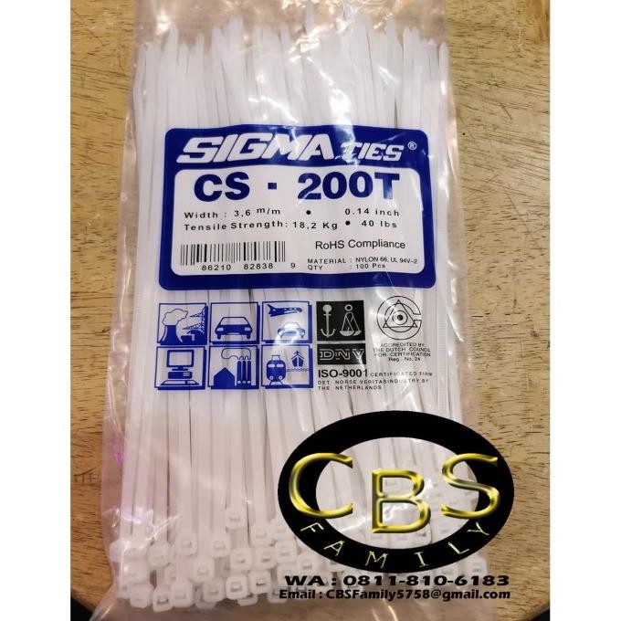 

ready Kabel Ties / Kabel Tis / Cable Tie CS 200 T PUTIH 20 cm SIGMA CS200T murah