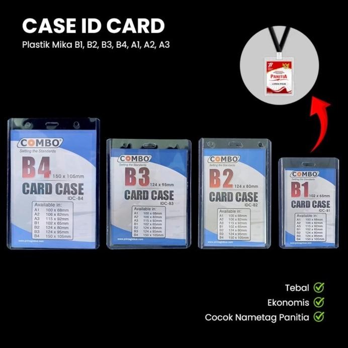 

ready (100 Pcs) ID Card Case Plastik / Casing ID Card Transparant / Tempat Kartu Plastik Bening / Name Tag 2 Sisi Transparant A1, A2, A3, B1, B2, B3, B4 murah