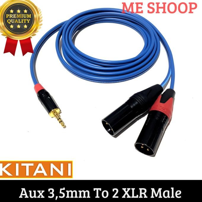 jack audio 3.5mm stereo cabang to 2 xlr canon male 3pin 3M original