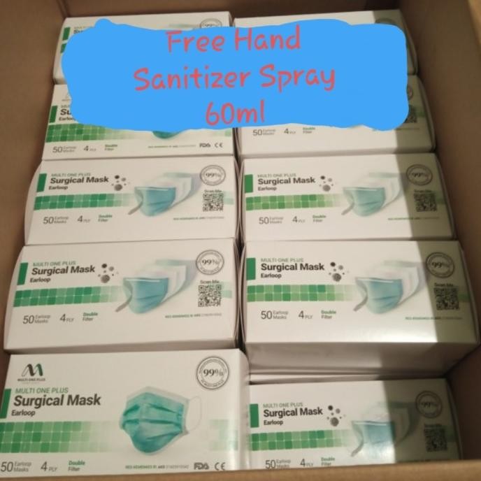 SURGICAL MASK MULTI ONE PLUS PREMIUM 4 PLY EARLOOP TERMURAH