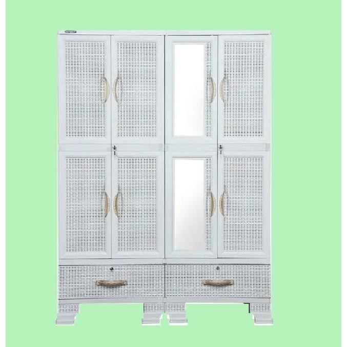Lemari Pakaian Plastik Napolly 4 Pintu Minimalis CABRO 466.22.DK Kaca