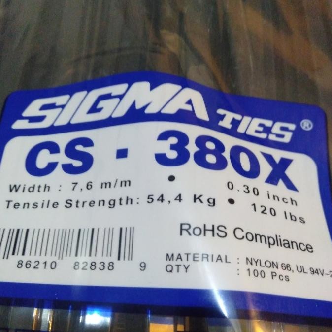 

ready KABEL TIES SIGMA CS 380 X HITAM ISI 100PCS murah