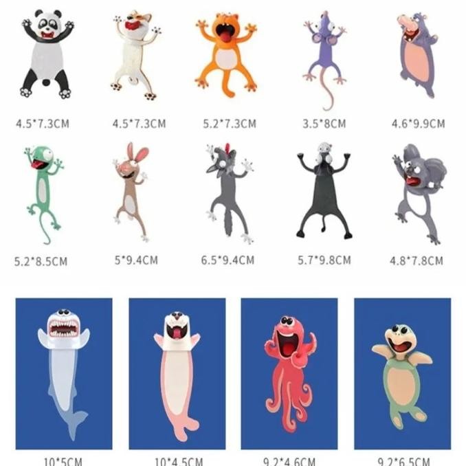 

ready Pembatas Buku Bookmark 3D Animals Funny Cute Binatang Lucu murah
