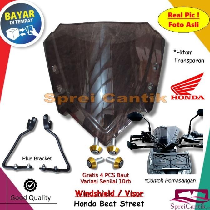 VISOR WINDSHIELD BEAT STREET PLUS BRACKET - WINSIL KACA DEPAN VARIASI MOTOR HONDA BONUS BAUT