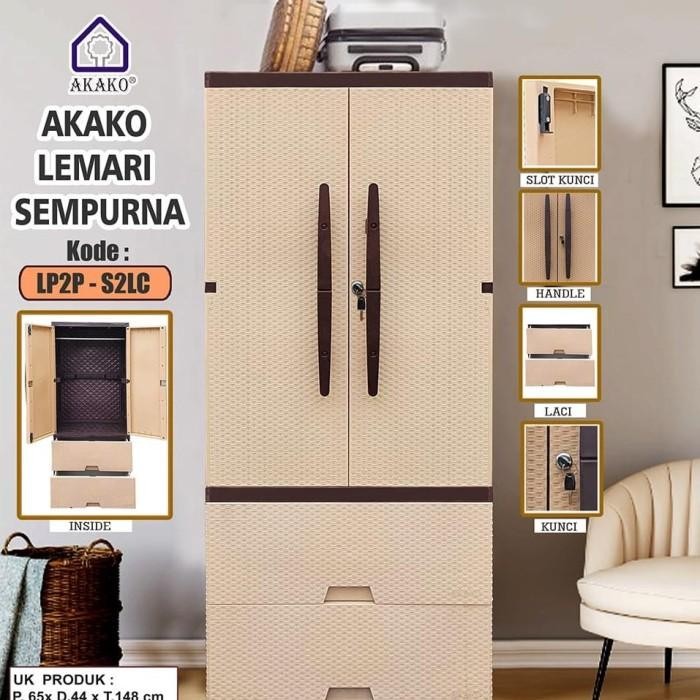 Lemari Plastik Akako Gantung Laci - Lemari Pakaian Akako Gantung Laci