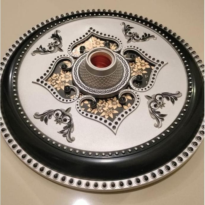 Ornamen Hiasan Tengah Gypsum Vicon Fiting Hias Lampu Plafon 30Cm Pvc Dengan Fiting E27 Kuningan Plas