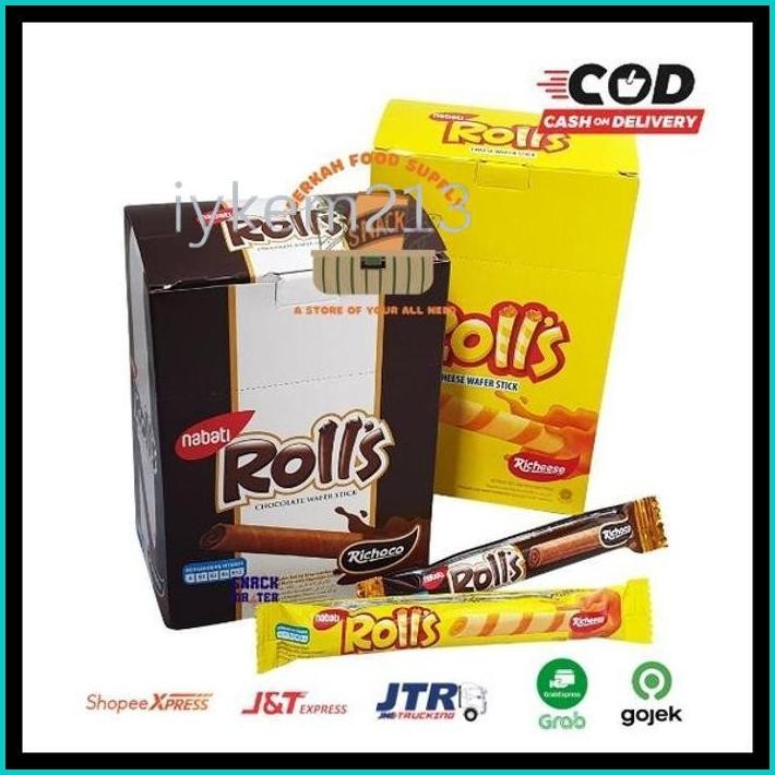 

( BERKAH ) NABATI ROLLS BOX 20 PCS X 8 GR ROLLS CHEESE CHOCOLATE RICHEESE COKLAT KEJU SNACK CEMILAN ANAK