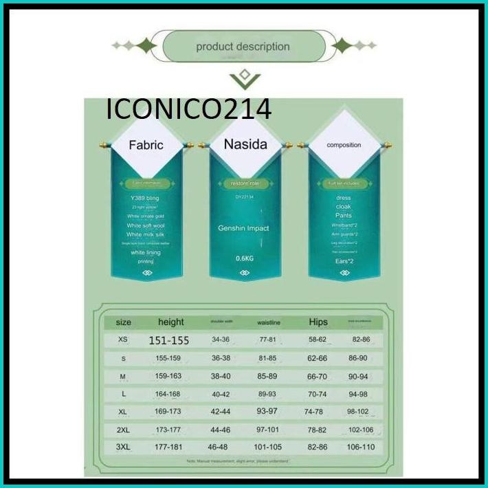 STOCKKOIMONO NAHIDA GENSHIN IMPACT DEFAULT COSTUME COSPLAY SET WIG / SET KOSTUM COSPLAY NAHIDA GENSH