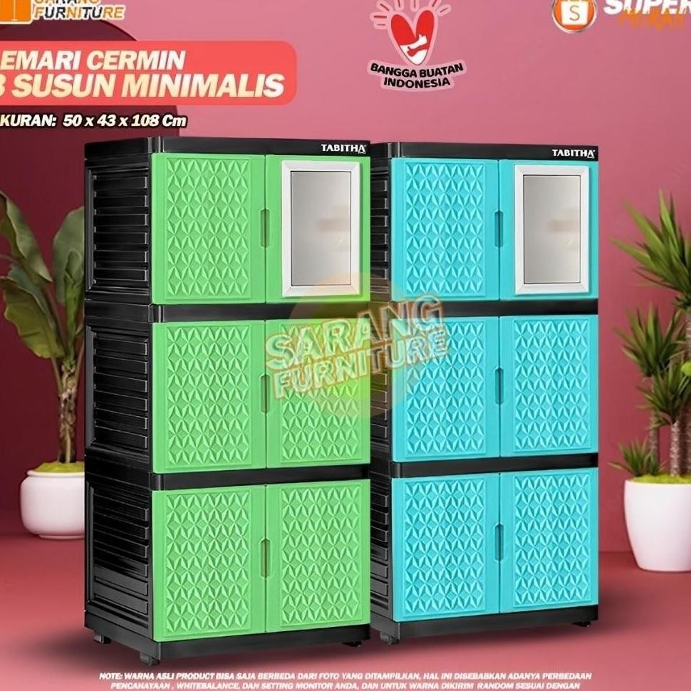 Lemari Plastik Lemari Pakaian Plastik Susun KACA ada KUNCI LEMARI TABITHA PENGUNCIAN TABITHA 4 SUSUN