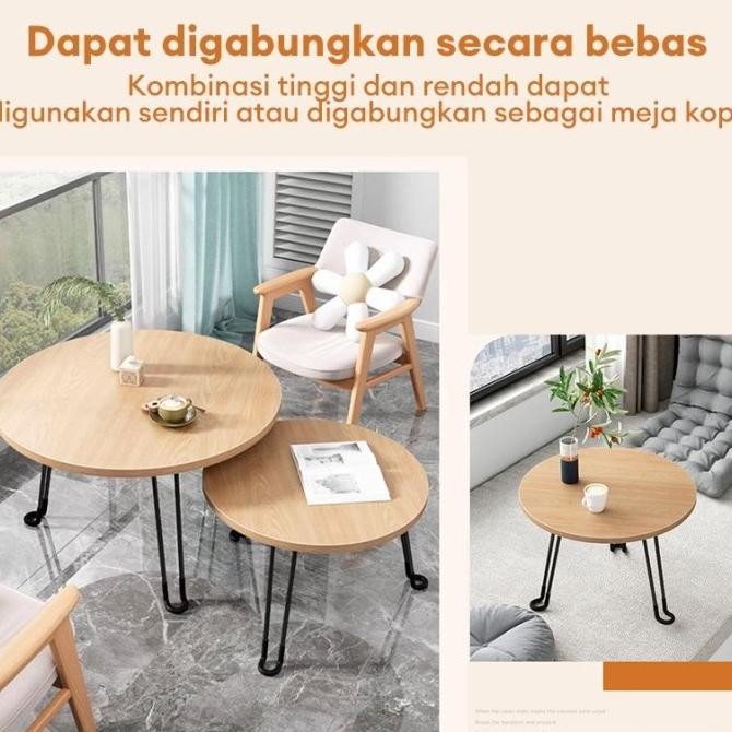 Meja Lipat Bulat 80cm Meja Kecil Meja Estetik Meja Bulat Meja Kopi Meja Ruang Tamu Minimalis Meja Ka