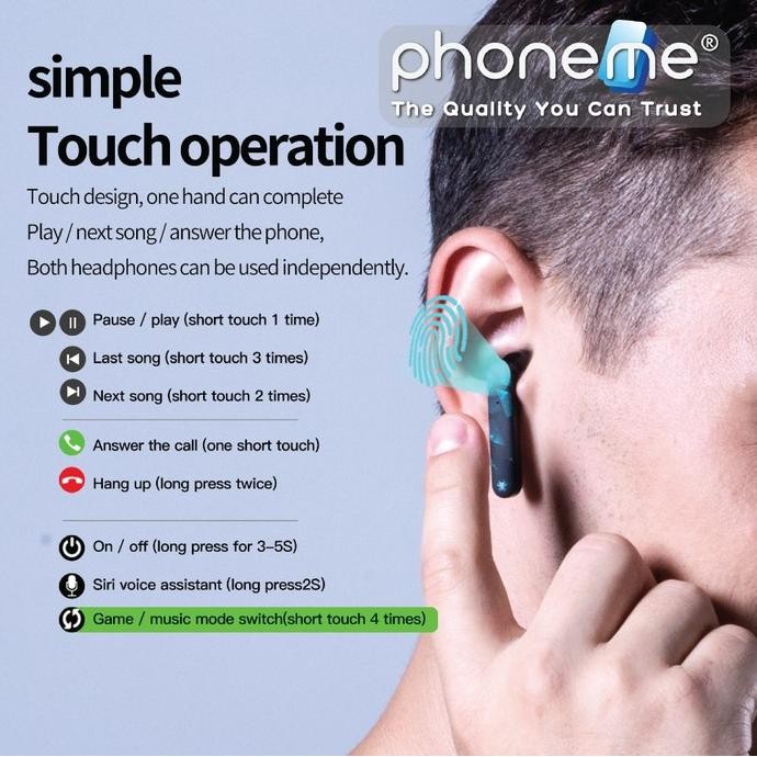 Grosir Plextone 4Game Tws Music Gaming Earphone Bluetooth 5.1 Touch Earbuds