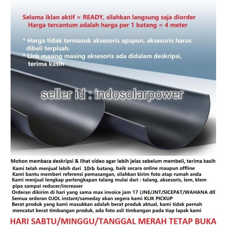 Talang Air Pvc Langgeng Hr 6" 6 Inch 4M 4 Meter Setengah Lingkaran Co