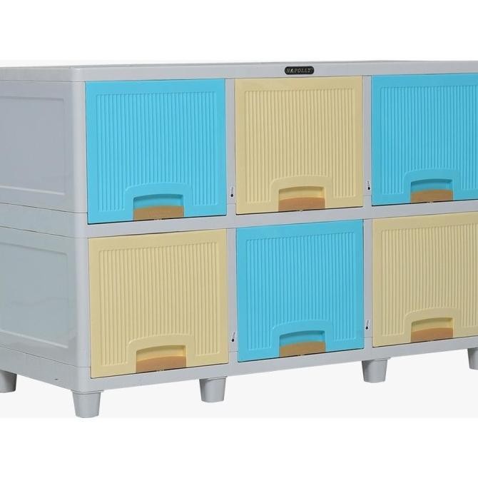 LEMARI PLASTIK NAPOLLY LOCKER BOX SUSUN 2 3 LACI MEJA TV PLASTIK 6 PINTU 9 PINTU PINK HK SPIDERMAN