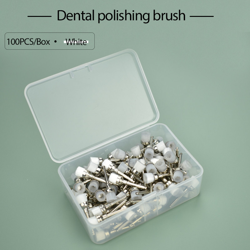 

100 Pcs. Sikat pemoles gigi putih / berwarna-warni, mangkuk kait, alat gigi gigi, nilon