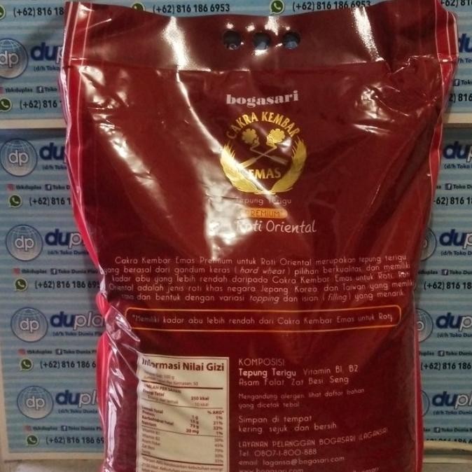 

Promo Bogasari Cakra Kembar Emas Roti Oriental Tepung Terigu Premium 5Kg