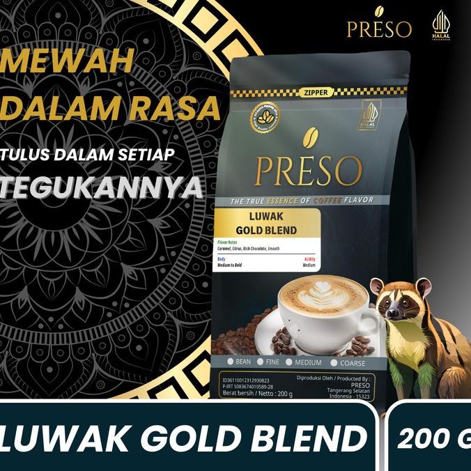 

Promo Preso Kopi Luwak Gold Blend House Blend 200 Gram