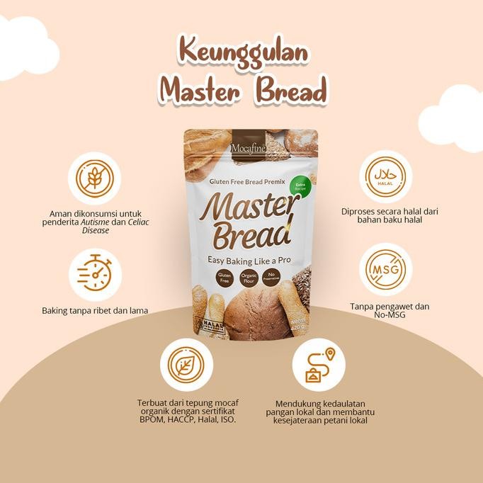 

Murah Paket Hemat - Tepung Roti Tawar Mocafine Master Bread 420Gr Isi 2Pcs