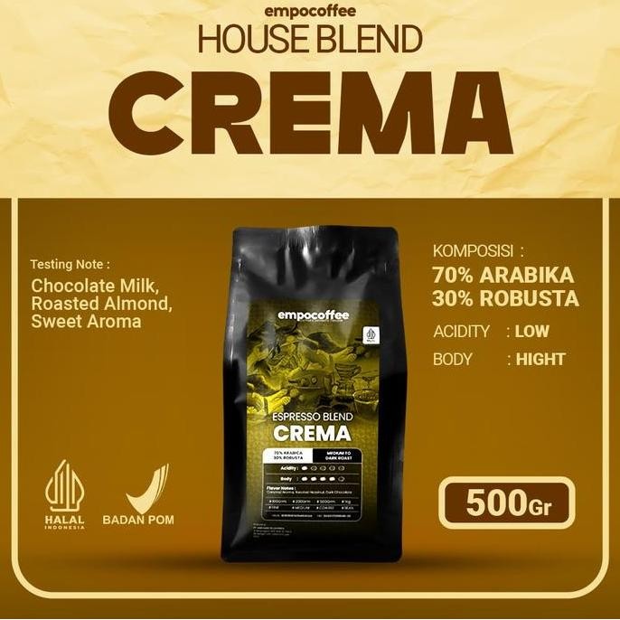 

Grosir Kopi Crema Espresso House Blend Coffee Bean Coffe Minuman Kekinian 500 Gram