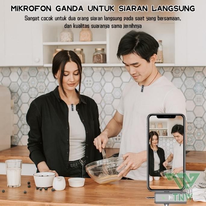 TNW 3 IN 1 MICROPHONE WIRELESS DUAL MIKROFON CLIP ON MIC BLUETOOTH TANPA KABEL MICROPHONE YOUTUBER S