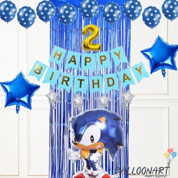 Sonic Simple Decor/Dekorasi Ultah Anak/Balloon Foil/Balon Sonic Berkualitas