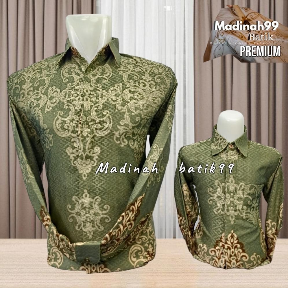 Green Sage Kemeja Batik Couple Ayah Dan Anak Doby Premium Hijau Sage