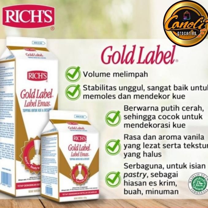 

Produk Baru!! richs gold label 907gr whipping cream - rich label emas rich's