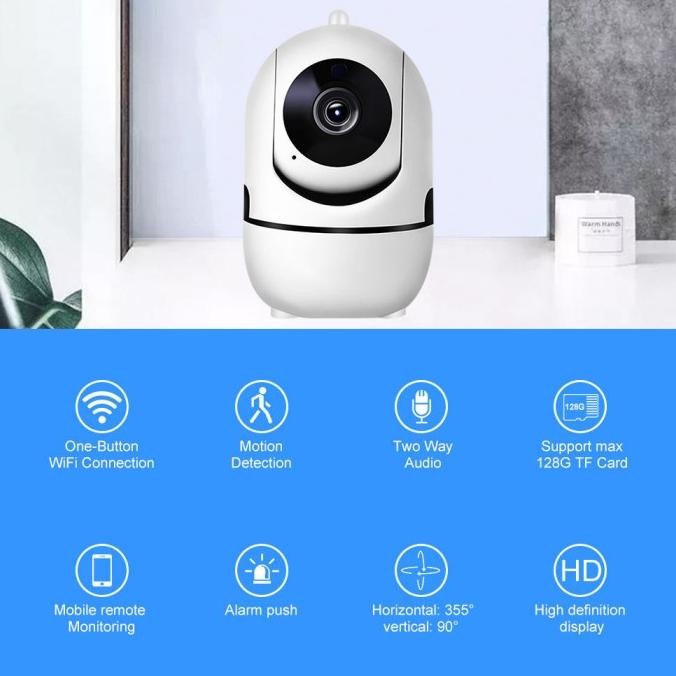 Kamera CCTV WiFi IP Camera Online HP Jarak jauh Tanpa Kabel Sensor Gerak dengan Speaker Suara Dua Ar