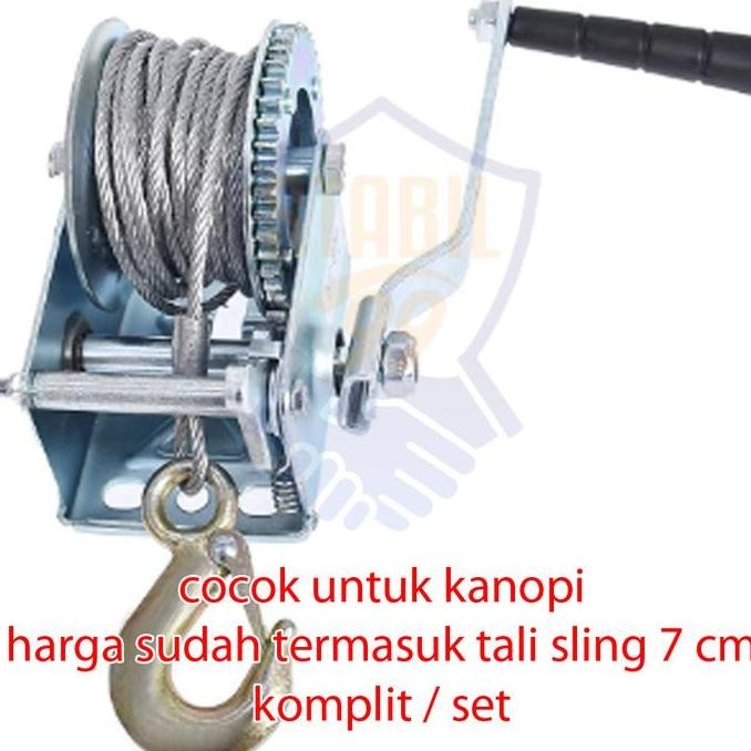 TERBARU KATROL  SET+ TALI SLING 7 METER KEREKAN ENGKOL SLEDING KANOPI ATAP SLEDING BAJA RINGAN BUKA 