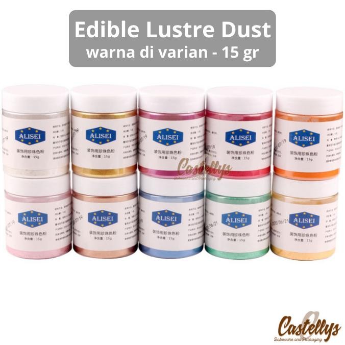 

Produk Baru!! Edible Metallic Lustre Dust Bubuk Emas Metalik Kue Food Grade 15gr