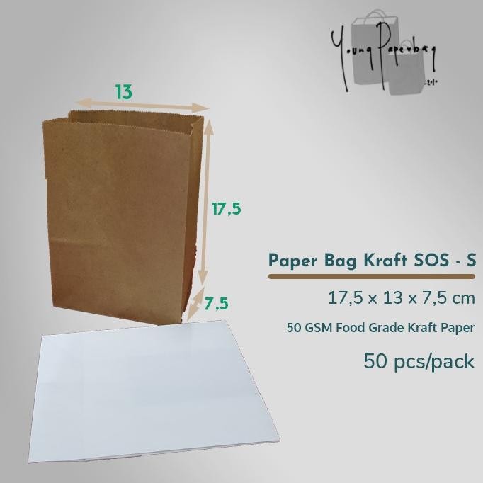 

Paper Bag / Kantong Kertas Kraft SOS Polos Size S 41