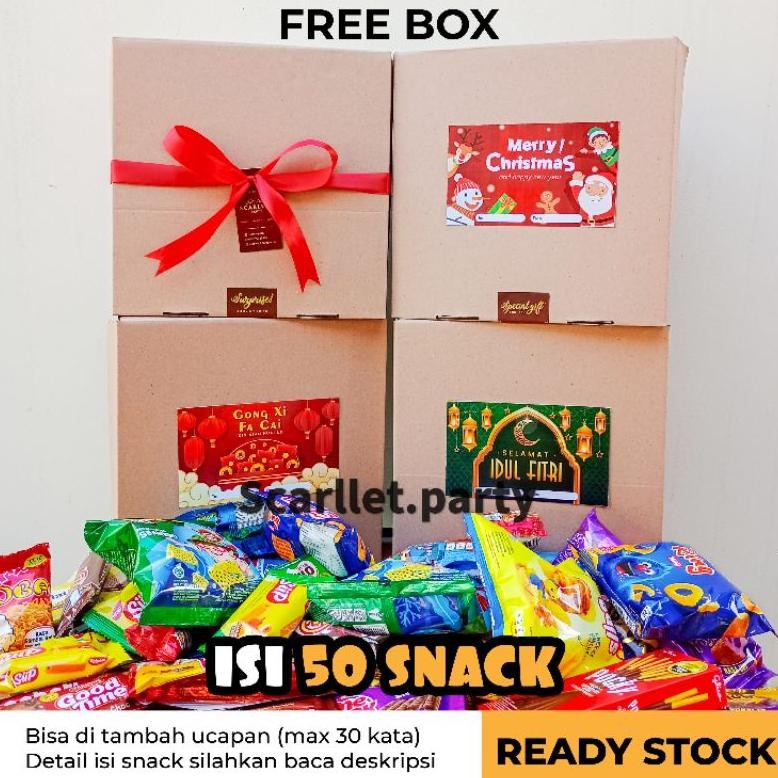 

[FREE BOX] PAKET KADO HAMPERS SNACK ISI 50 PCS SNACK NATAL LEBARAN KADO ULANG TAHUN BIRTHDAY ULTAH WISUDA ANNIVERSARY SIDANG SEMPRO CHIKI MAKANAN COKLAT KADO ANAK IMLEK LEBARAN BUKET SNACK BOUQUET SNACK BOX IDUL FITRI CHIKI WAFER IDUL ADHA KADO VALENTINE