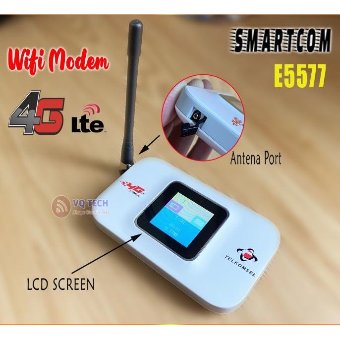 BEBAS ONGKIR - SMARTCOM Modem Wifi Mifi SM-E5577 4G LTE with LCD + Antena Unlock