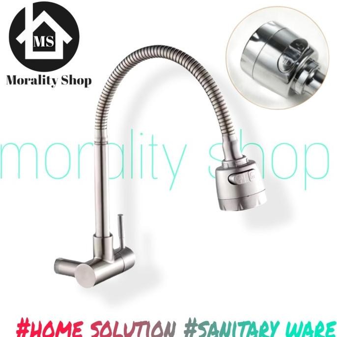 Kran Angsa Flexible St.304 / S3002- Keran Tembok Dapur cuci piring Fio