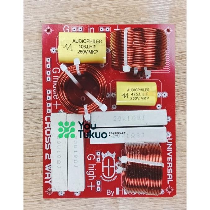 Crossover pasif 2 way midle-high ( double speaker+ tweeter)