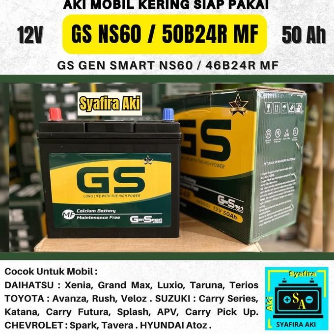 Murah Aki Mobil Avanza G / Veloz, Terios,Xenia,Rush,Grandmax Gs Mf Ns60 Aki Kering 12V 45Amper