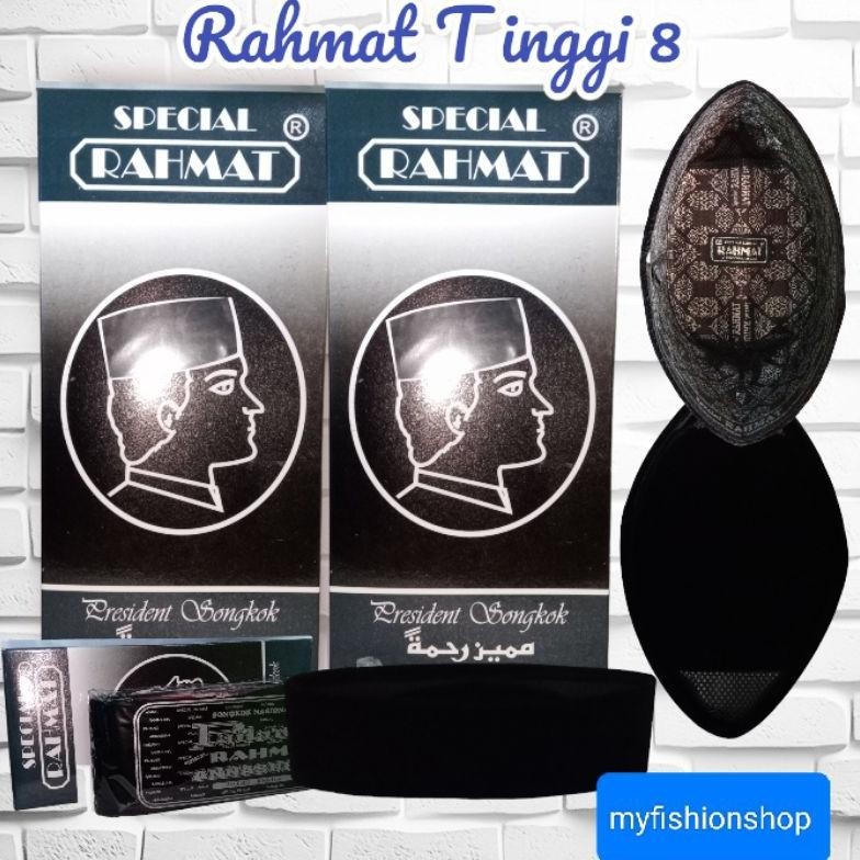rt-342 Oh34 Peci rahmat special Ac original kopiah hitam polos  tinggi 8 tinggi standar Premium Prem